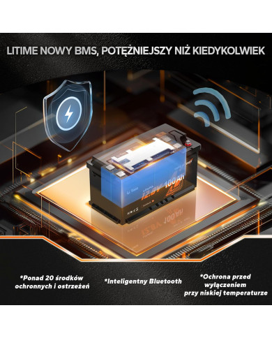 Akumulátor LiTime 12V 100Ah H190 s Bluetooth - ideální pro karavany a off-grid systémy