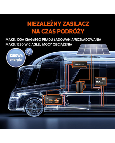 Akumulátor LiTime 12V 100Ah H190 s Bluetooth - ideální pro karavany a off-grid systémy