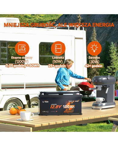 Akumulátor LiTime 12V 100Ah H190 s Bluetooth - ideální pro karavany a off-grid systémy