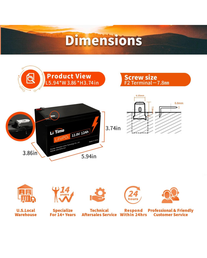 Baterie LiTime 12V 12Ah 12V12-12-Basic-8-A12