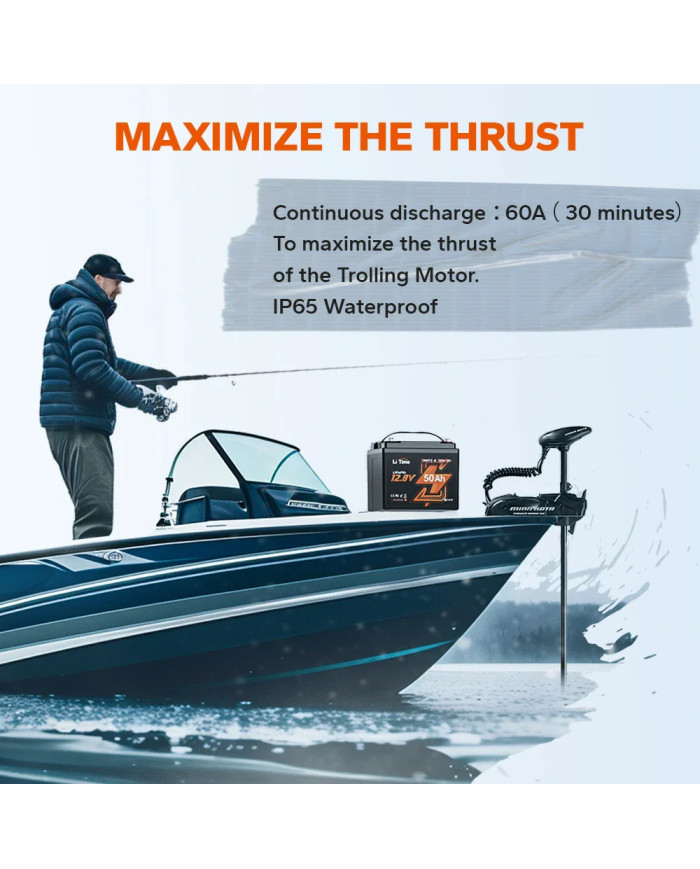 Akumulator LiTime 12V  50Ah Trolling Motor Bluetooth L12V50-50-TM-BT-4-A38