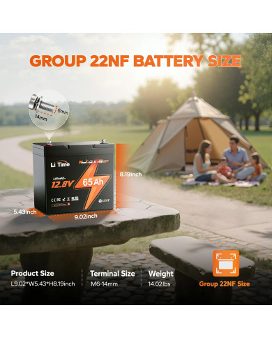 LiTime 12V 65Ah baterie pro kolečkové židle L12V65-65-G22NF-WCHR-4-A55