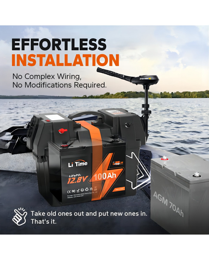 Baterie LiTime 12V 100Ah Group24 L12V100-100-GROUP24-4-A70