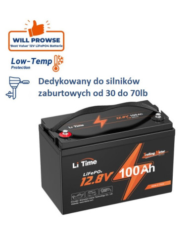 LiTime 12V 100Ah Trolling motor - baterie pro vlečné motory L12V100-100-TM-4-A100
