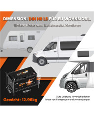 LiTime 12V 140Ah H190 Bluetooth baterie L12V140-150-H190-BT-4-AC150