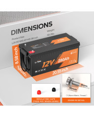 Baterie LiTime 12V 280Ah Low Temp L12V280-200-LTCP-4-A200