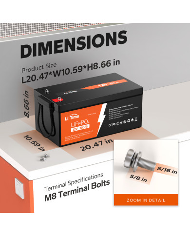 LiTime baterie 12V 300Ah Basic L12V300-200-BASIC-4-A200