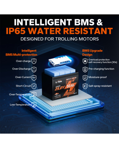 LiTime 24V 50Ah TM Bluetooth baterie L24V50-50-TM-BT-8-A70