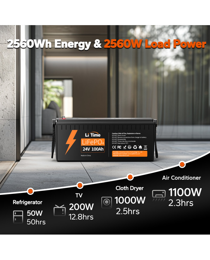 Baterie LiTime 24V 100Ah Basic L24V100-100-BASIC-8-A160