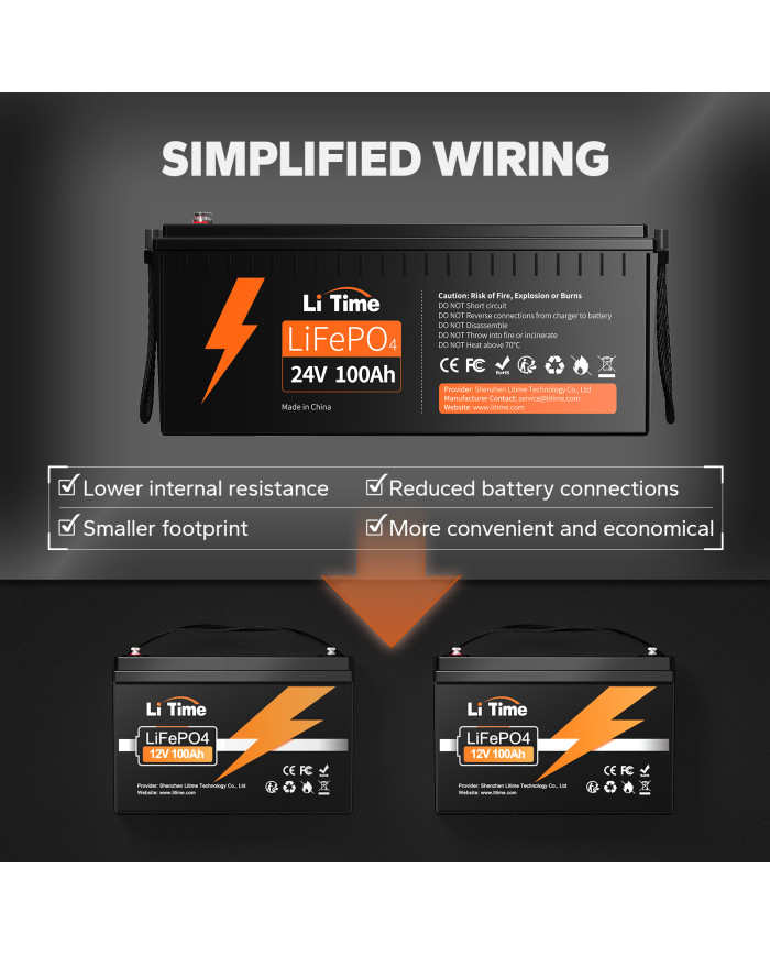 Baterie LiTime 24V 100Ah Basic L24V100-100-BASIC-8-A160