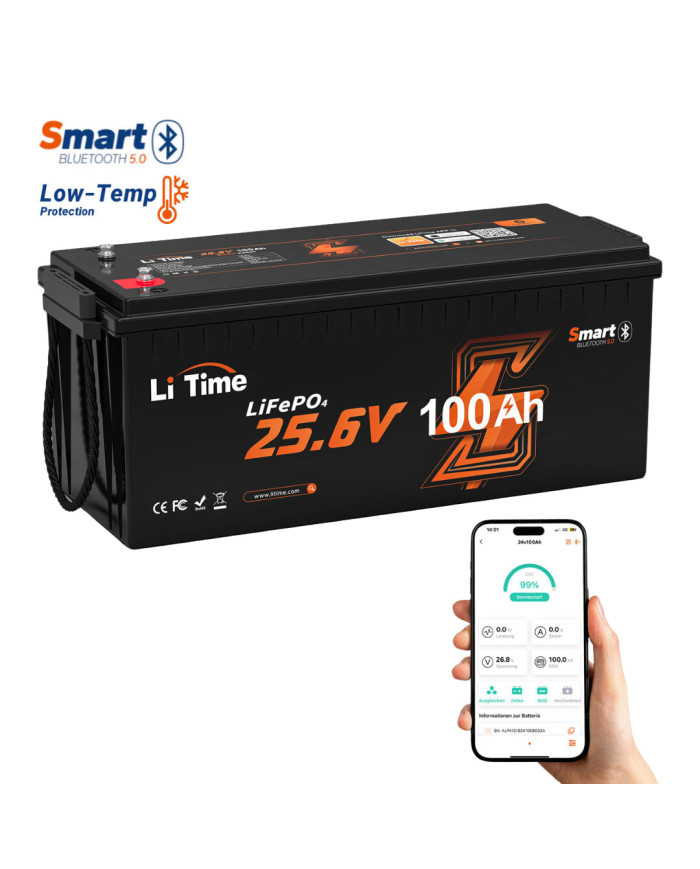 LiTime 24V 100Ah Bluetooth baterie L24V100-100-BASIC-BT-8-A160