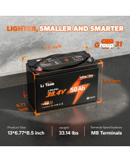 Baterie LiTime 38,4 V 50 Ah Bluetooth typ group31 L36V50-50-TM-BT-12-A100
