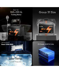 Baterie LiTime 38,4 V 50 Ah Bluetooth typ group31 L36V50-50-TM-BT-12-A100