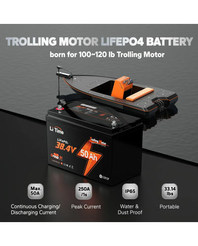 Baterie LiTime 38,4 V 50 Ah Bluetooth typ group31 L36V50-50-TM-BT-12-A100