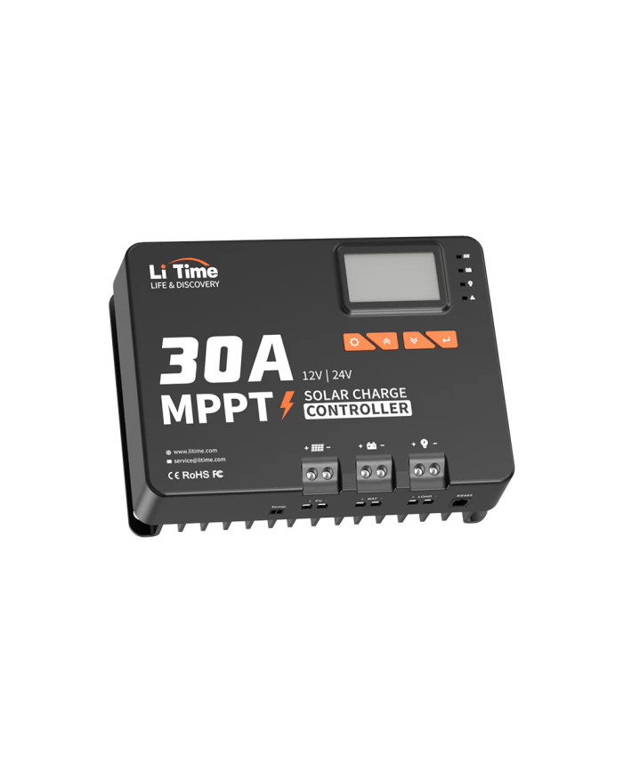 Automatický solární regulátor MPPT LiTime 30A 12V/24V s Bluetooth 24V30A-MPPT-BT-B