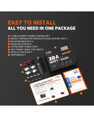 Automatický solární regulátor MPPT LiTime 30A 12V/24V s Bluetooth 24V30A-MPPT-BT-B