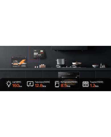 MPPT LiTime 60A 12V/24V/36V/48V automatický solární regulátor s Bluetooth 48V60A-MPPT-BT-E