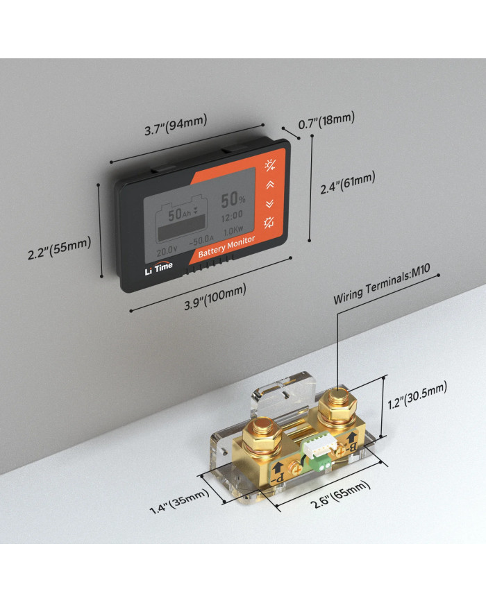 Monitor baterií Litime 500A s měřicím bočníkem L-MONITOR500A-B