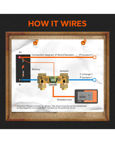 Monitor baterií Litime 500A s měřicím bočníkem L-MONITOR500A-B