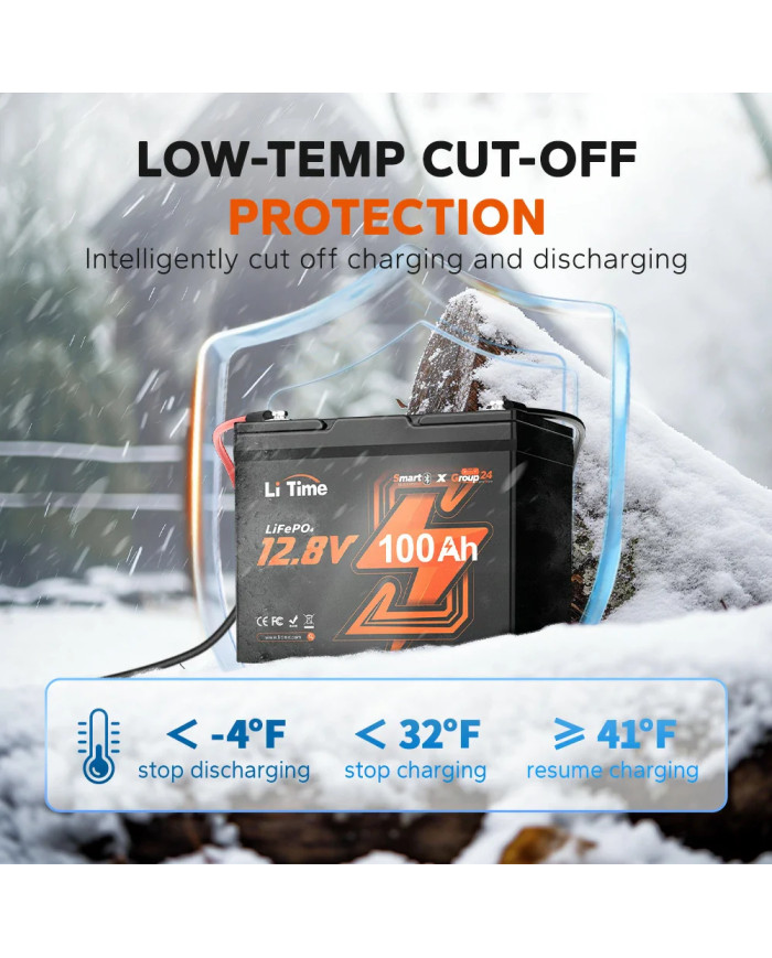 Baterie LiTime 12V 100Ah Bluetooth typ Group24 L12V100-100-GROUP24-BT-4-A70
