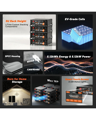 Akumulátor Litime 51,2 V 100 Ah COM L51.2V100-100-COM-16-S3U