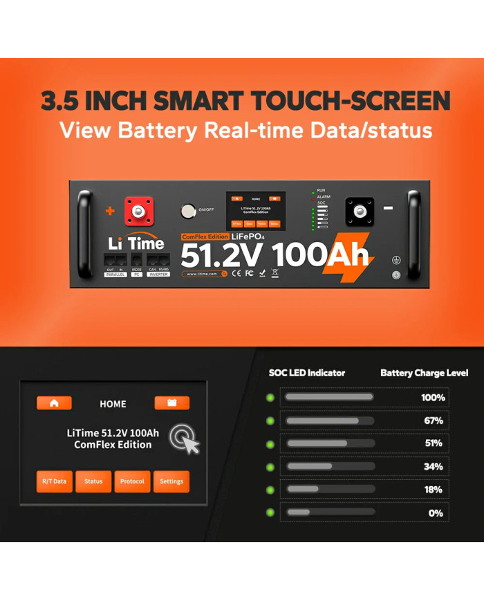 Akumulátor Litime 51,2 V 100 Ah COM L51.2V100-100-COM-16-S3U
