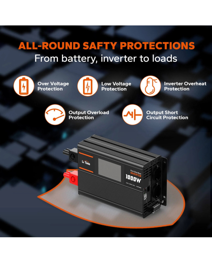 Litime měnič napětí 12 VDC/230VAC 1000W Sinus