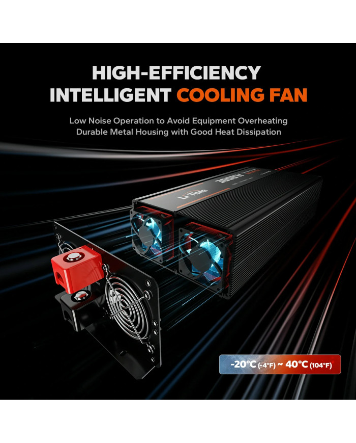 Měnič napětí Litime 3000W Sinus 12 VDC/230VAC