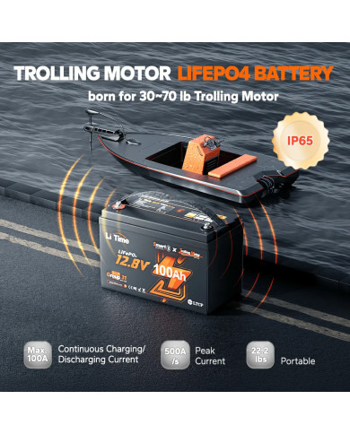 LiTime 12V 100Ah Trolling motor - baterie pro vlečné motory L12V100-100-TM-4-A100