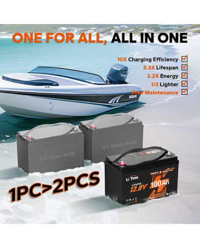 LiTime baterie 12V 100Ah OBM Bluetooth L12V100-100-OBM-BT-4-A100-DE