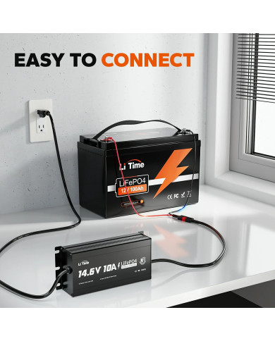 LiTime 12V (14,6V) 10A Vodotěsná nabíječka Litime L12V10A-WP-Y-DE