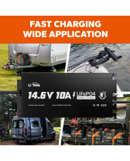 LiTime 12V (14,6V) 10A Vodotěsná nabíječka Litime L12V10A-WP-Y-DE