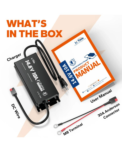 LiTime 12V (14,6V) 10A Vodotěsná nabíječka Litime L12V10A-WP-Y-DE