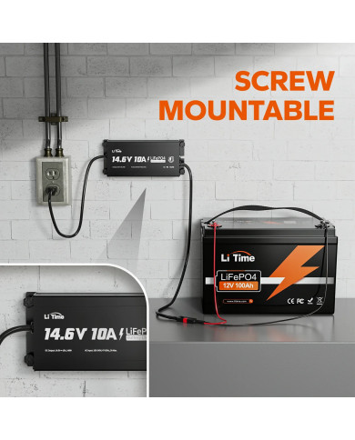 LiTime 12V (14,6V) 10A Vodotěsná nabíječka Litime L12V10A-WP-Y-DE