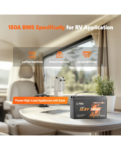 LiTime 12V 140Ah H190 Bluetooth baterie L12V140-150-H190-BT-4-AC150