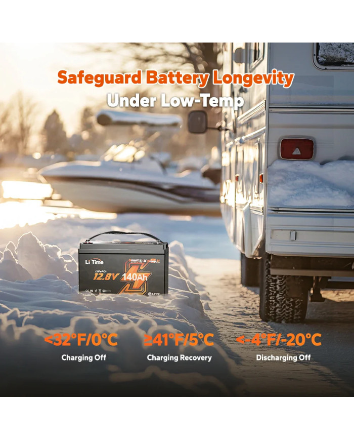 LiTime 12V 140Ah H190 Bluetooth baterie L12V140-150-H190-BT-4-AC150