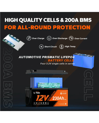 Baterie LiTime 12V 230Ah Low Temp L12V230-200-LTCP-4-A150